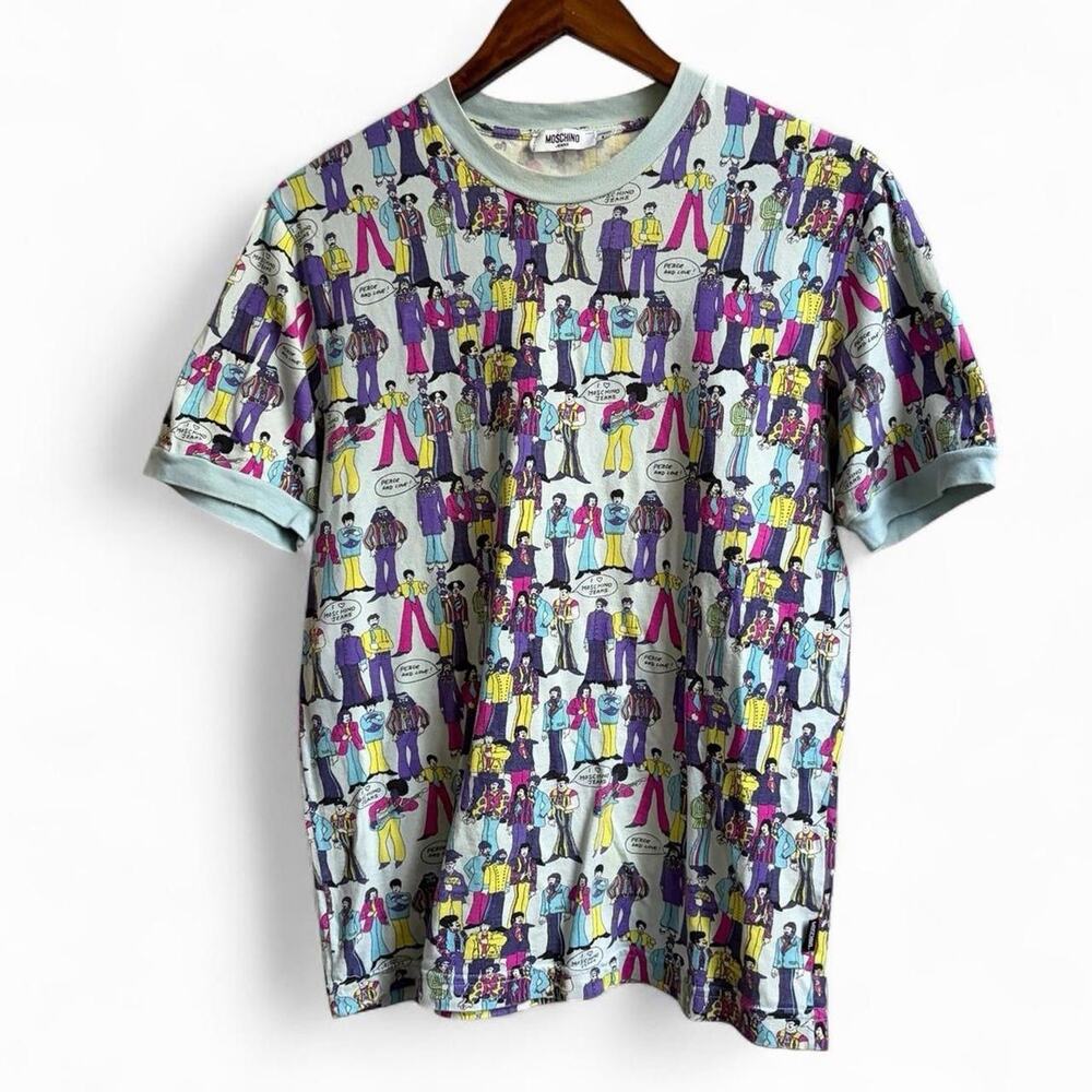 Vintage 90s Moschino AOP Cute Beatles Retro Women’s L Italy Tee